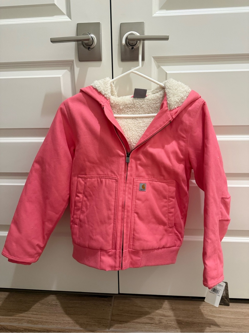 Carhartt Kids Pink Lemonade Hooded Sherpa Puffer Jacket